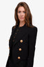 Balmain Black Crepe Cropped 'Spencer' Blazer with Gold Buttons Size 34