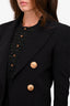 Balmain Black Crepe Cropped 'Spencer' Blazer with Gold Buttons Size 34