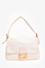 Fendi White Denim/Yellow Python Top Stitched Mamma Baguette Bag