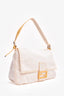 Fendi White Denim/Yellow Python Top Stitched Mamma Baguette Bag