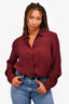 Victoria Beckham Maroon Long Sleeve Button Down Top Est. Size M