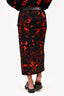 Dries Van Noten Red/Black Patterned Midi Skirt Size M