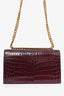 Alexander McQueen Burgundy Croc Embossed Leather Jewelled Chain Bag