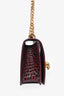 Alexander McQueen Burgundy Croc Embossed Leather Jewelled Chain Bag