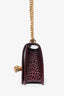 Alexander McQueen Burgundy Croc Embossed Leather Jewelled Chain Bag