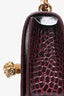 Alexander McQueen Burgundy Croc Embossed Leather Jewelled Chain Bag