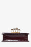 Alexander McQueen Burgundy Croc Embossed Leather Jewelled Chain Bag