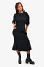 Marni Black Ruched Detail 3/4 Sleeve Dress Size 44