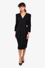 Alexander McQueen Black Wool Blend Pleated Dress Size 46