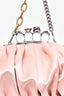 Alexander McQueen Pink Satin Barnacle Four Ring Clutch with Dual Tone Chain