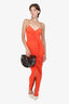 Victoria Beckham Orange Ruched Maxi Dress Size 0