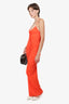 Victoria Beckham Orange Ruched Maxi Dress Size 0