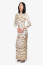 Halpern Sequin Tiger Long Sleeve Gown Size S