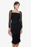 Self-Portrait Black Lace Sleeve Polka Dot Dress Size 2