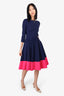 Greta Constantine Navy/Pink Dress Size XS