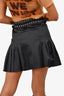 Versace Jeans Black Pleated Stud Detail Mini Skirt Size 40