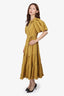 Roberto Cavalli Ruched Front Gold Belted Knee Length Sleeveless Dress Size 40