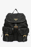 Prada Black Nylon/Saffiano Leather Double Pocket Backpack GHW