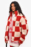 Louis Vuitton x Nigo 2022 Cream/Brick Red Checkered Fleece Zip-Up Jacket Size XS Mens