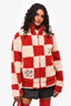 Louis Vuitton x Nigo 2022 Cream/Brick Red Checkered Fleece Zip-Up Jacket Size XS Mens