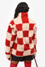 Louis Vuitton x Nigo 2022 Cream/Brick Red Checkered Fleece Zip-Up Jacket Size XS Mens