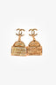 Pre-Loved Chanel™ 2022 Gold Toned CC 'Rue Cambon' Drop Stud Earrings