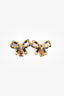 Pre-Loved Chanel™ 2023 Gold Toned Woven Leather Bow Stud Earrings