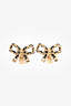 Pre-Loved Chanel™ 2023 Gold Toned Woven Leather Bow Stud Earrings