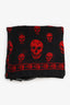 Alexander McQueen Black/Red Skull Printed Silk Scarf