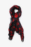 Alexander McQueen Black/Red Skull Printed Silk Scarf