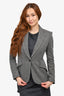 L'Agence Grey Herringbone Wool Blazer with Gold Stripes Size 2