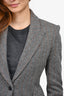 L'Agence Grey Herringbone Wool Blazer with Gold Stripes Size 2