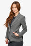 L'Agence Grey Herringbone Wool Blazer with Gold Stripes Size 2