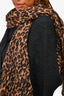 Louis Vuitton Leopard Print Cashmere/Silk Pink Logo Scarf