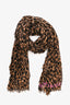 Louis Vuitton Leopard Print Cashmere/Silk Pink Logo Scarf