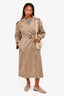 MaxMara Beige Wool Blend Collared Long Sleeve Trench Coat Size 6