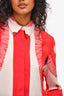 Hermès Vintage Red/White Patterned Silk Long Sleeve Button Down Top Size 38