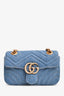 Gucci Blue Denim Pearly Mini Marmont Shoulder Bag