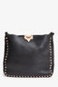 Valentino Black Grained Leather Rockstud Small Messenger Bag