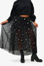 Maje Black Mesh Midi Skirt with Gold Embroidered Stars Size 1