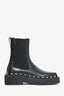 Valentino Black Leather Rockstud Square Toe Chelsea Boots Size 37.5