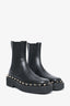 Valentino Black Leather Rockstud Square Toe Chelsea Boots Size 37.5