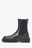 Valentino Black Leather Rockstud Square Toe Chelsea Boots Size 37.5