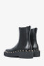 Valentino Black Leather Rockstud Square Toe Chelsea Boots Size 37.5