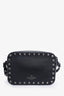 Valentino Black Leather Rockstud Camera Bag