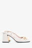 Gucci Off White Leather Horsebit Slingback Sandals Size 37.5