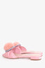 Miu Miu Pink Pleated Satin Pom Pom Slide Sandals Size 40