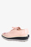 Prada Pink Leather Flower Print Platform Lace Up Oxford Size 40