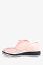 Prada Pink Leather Flower Print Platform Lace Up Oxford Size 40