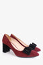 Prada Burgundy/Black Suede Bow Pump Size 40